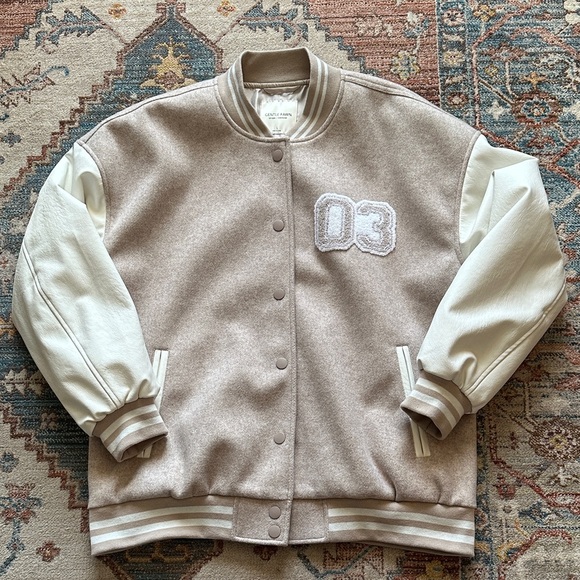 Gentle Fawn Legacy Beige/Mauve and White Varsity Jacket - Picture 2 of 5